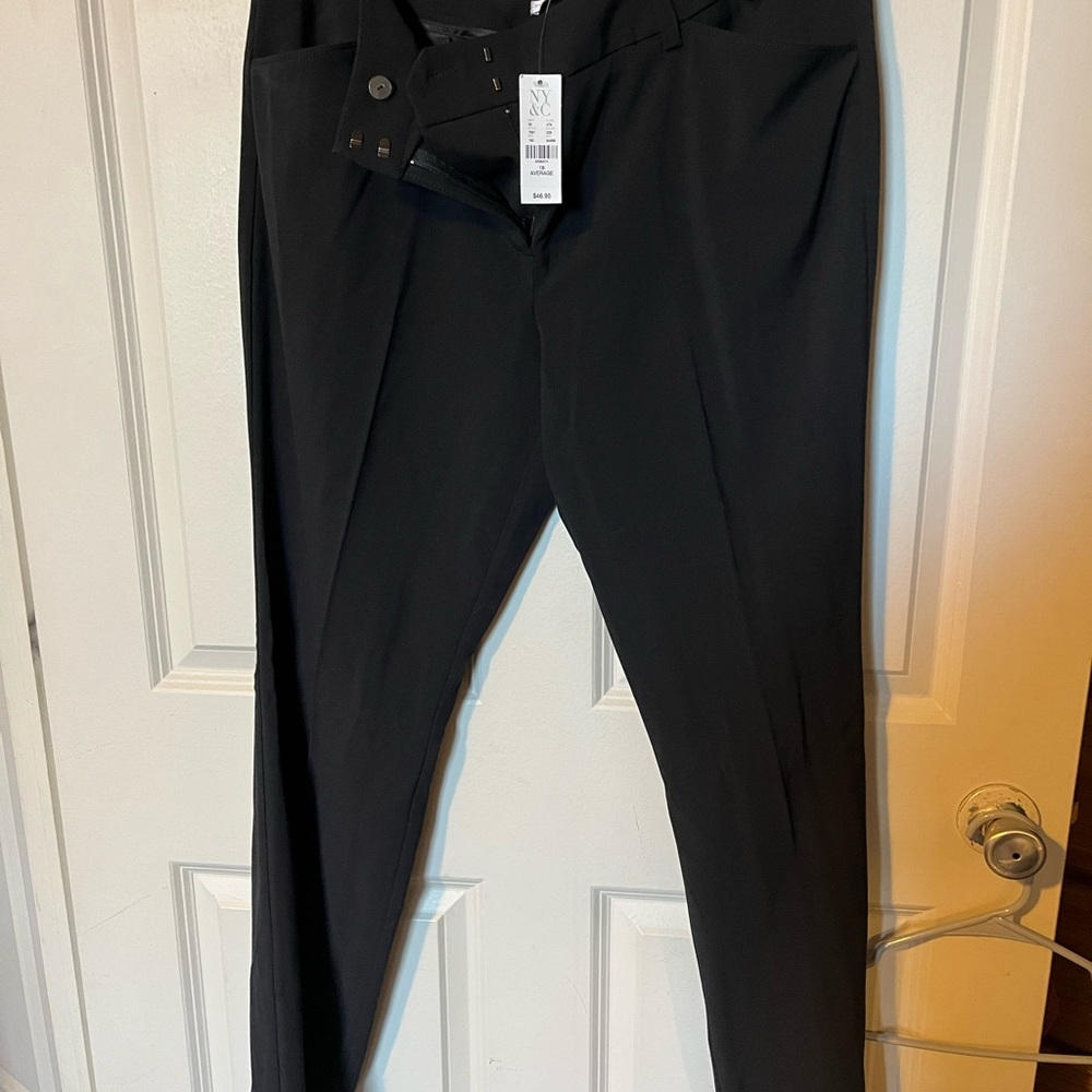NY&C Women’s Elegant Black Dress Pants with Pockets
